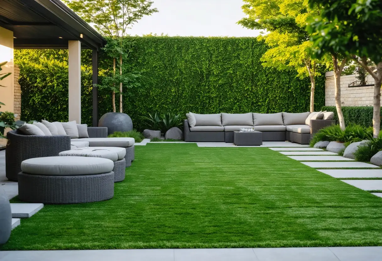 Beautiful synthetic turf lawn installation by MarVista Turf